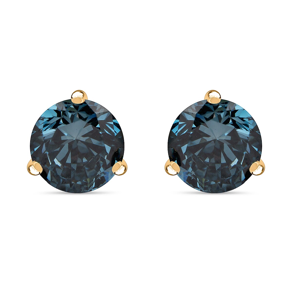 Luxuriant Diamond Lab Grown Blue Diamond Earring With Push Back in Sterling Silver