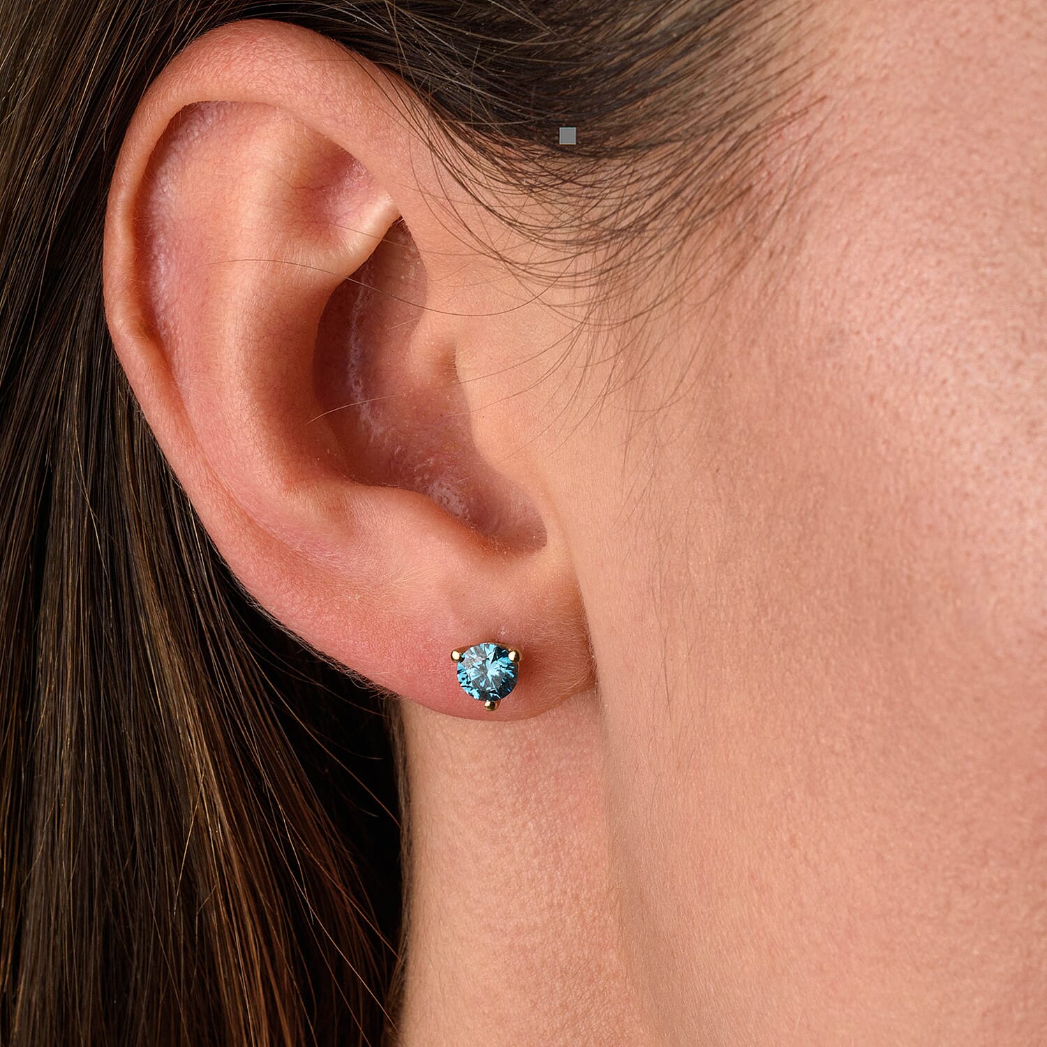 Luxuriant Diamond Lab Grown Blue Diamond Earring With Push Back in Sterling Silver