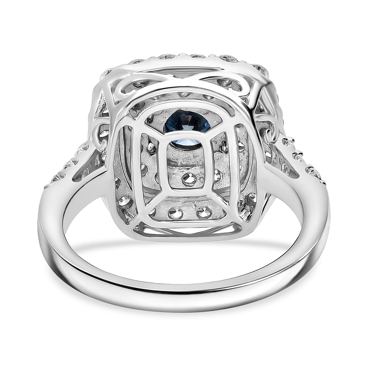 Luxuriant Diamond Lab Grown Blue Diamond (VS-SI) & Lab Grown Diamond (VS-G-H) Ring in Platinum Overlay Sterling Silver 1.50 Ct.