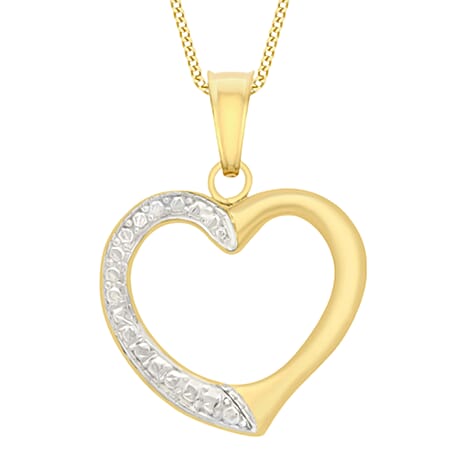 9K Yellow & White Gold Open Heart Pendant