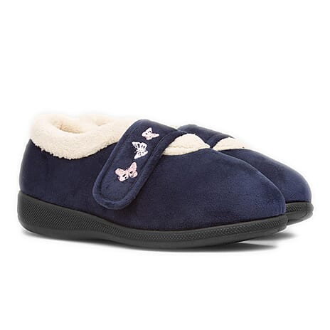 Winter Fashion Closeout- Jo & Joe Ladies Slipper (Size 8) - Navy