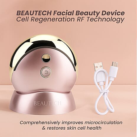 BEAUTECH RF-EMS Facial Beauty Device - Portable & Rechargeable with LED Light Therapy