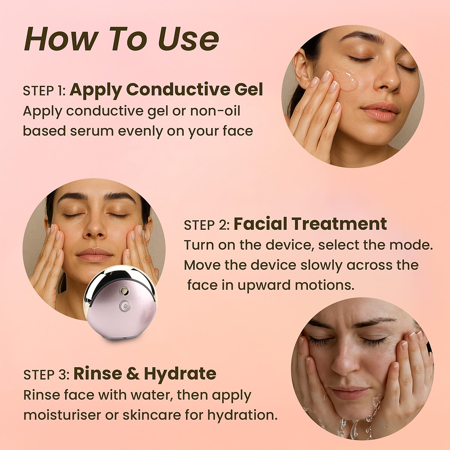 BEAUTECH RF-EMS Facial Beauty Device - Portable & Rechargeable with LED Light Therapy