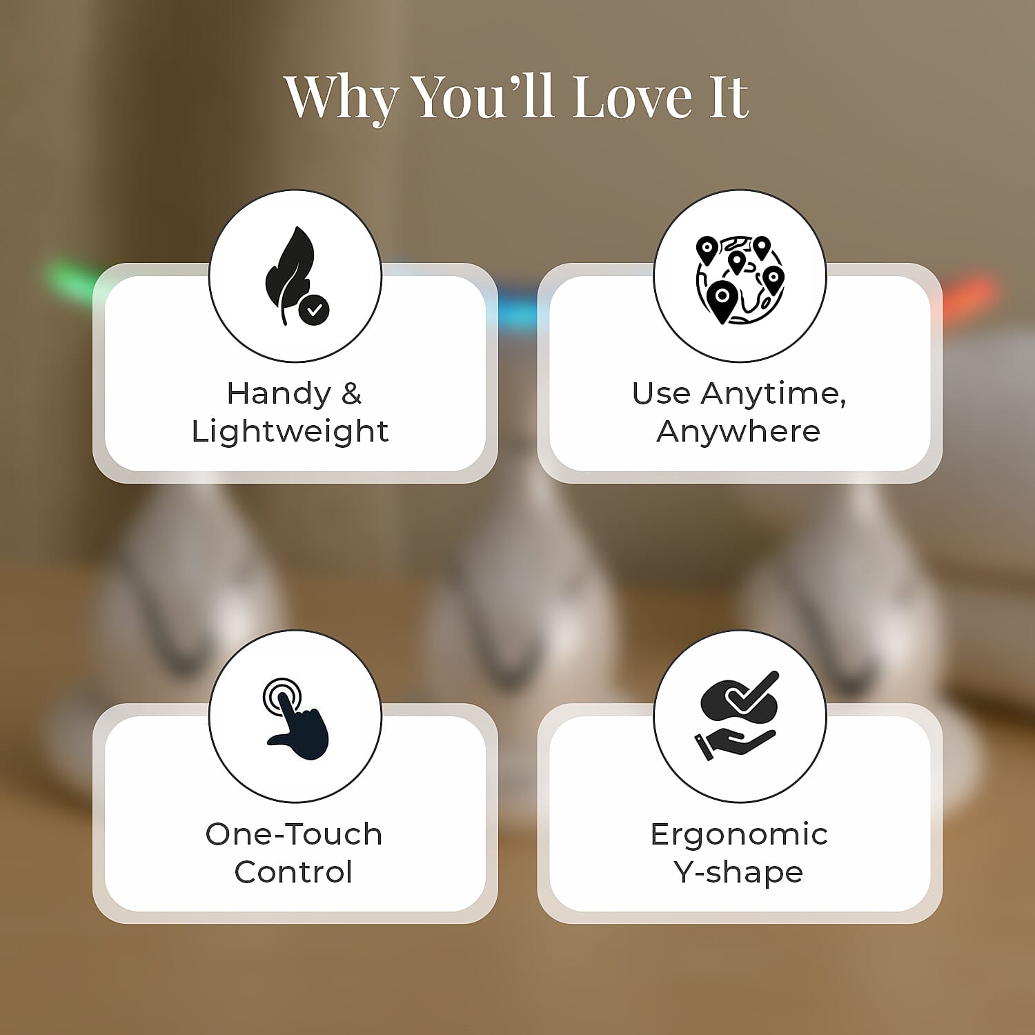 BEAUTECH Neck Massager- 6-in-1 Therapy with EMS, Red-Blue-Green Light, Heating, Vibration, & Intelligent Sensor - White