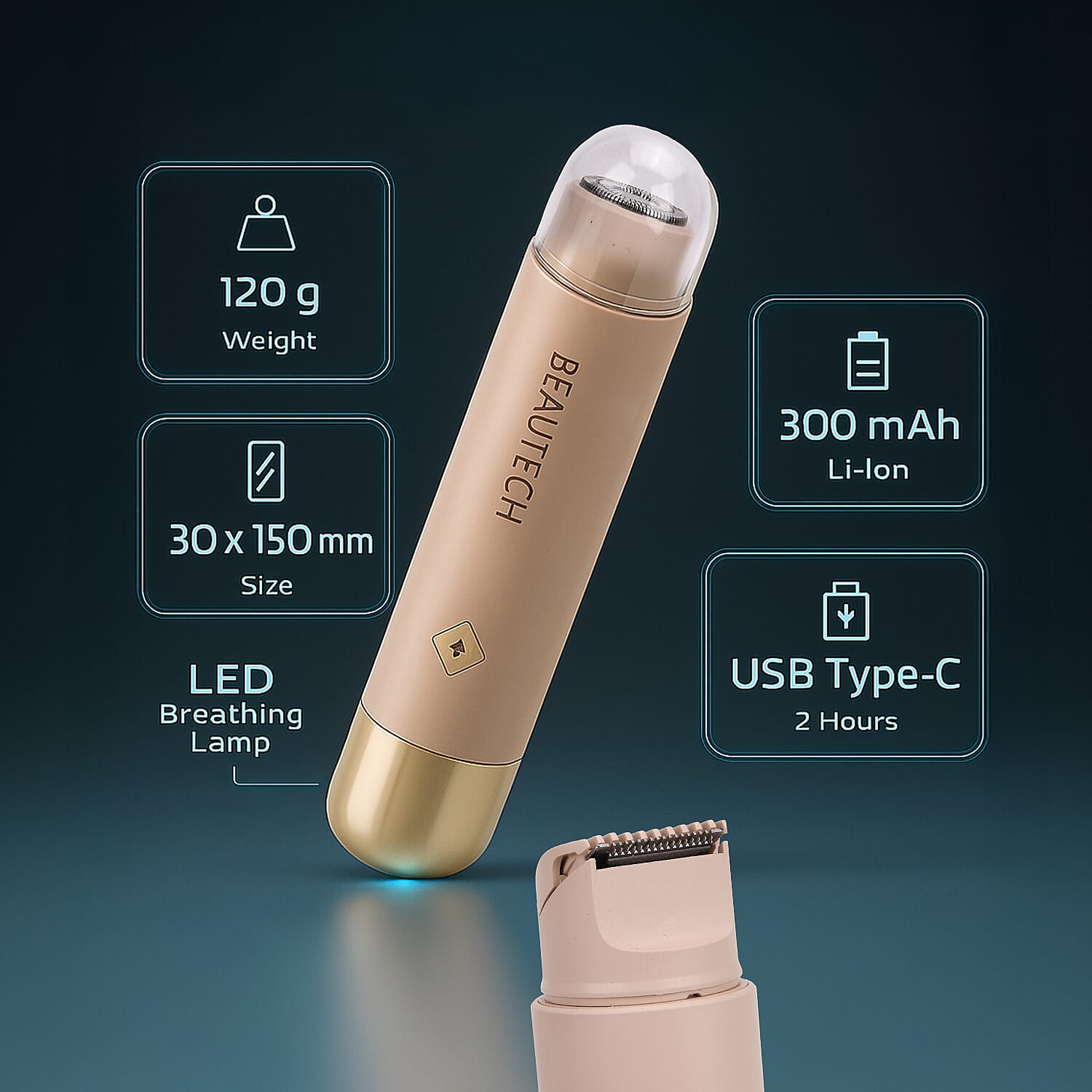 BEAUTECH - Double Head Hair Remover - 6-Level Waterproof, High-Speed & Type-C Rechargeable