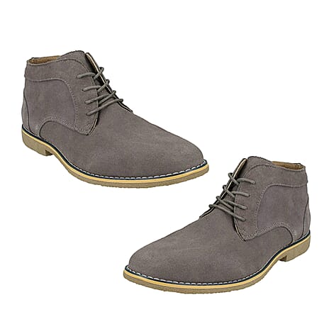 Malvern Mens Low Heel Lace Up Ankle Boot (Size 8) - Grey Suede