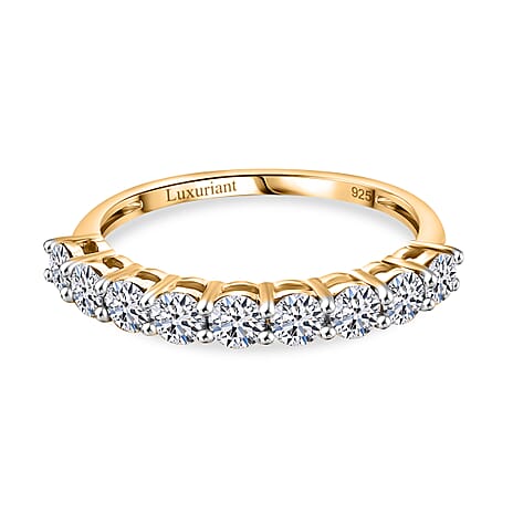 Luxuriant Diamond Lab Grown Diamond (SI-G-H) Half Eternity Ring in 18K Vermeil Yellow Gold Plated Sterling Silver 0.94 Ct.