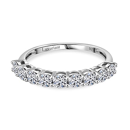 LUXURIANT 1 Ct. Lab Grown Diamond Half-Eternity Ring in Rhodium Sterling Silver
