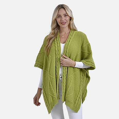 - Maisi Cozy Cable Knitted Cardigan (One Size 8 T0 24) - Green