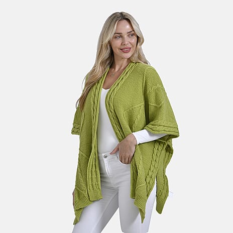 - Maisi Cozy Cable Knitted Cardigan (One Size 8 T0 24) - Green