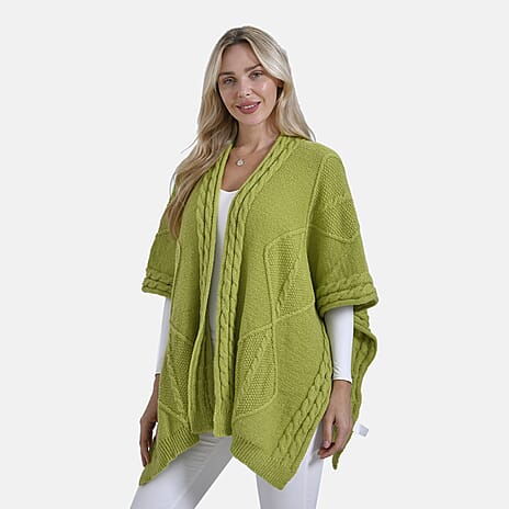 - Maisi Cozy Cable Knitted Cardigan (One Size 8 T0 24) - Green