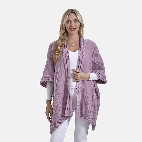 - Maisi Cozy Cable Knitted Cardigan (One Size, 8 To 24) - Mauve