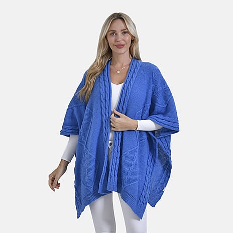 Lowest Ever - Maisi Cozy Cable Knitted Cardigan (One Size, 8 to 24) - Blue