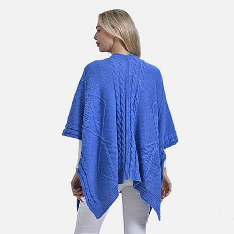 Lowest Ever - Maisi Cozy Cable Knitted Cardigan (One Size, 8 to 24) - Blue