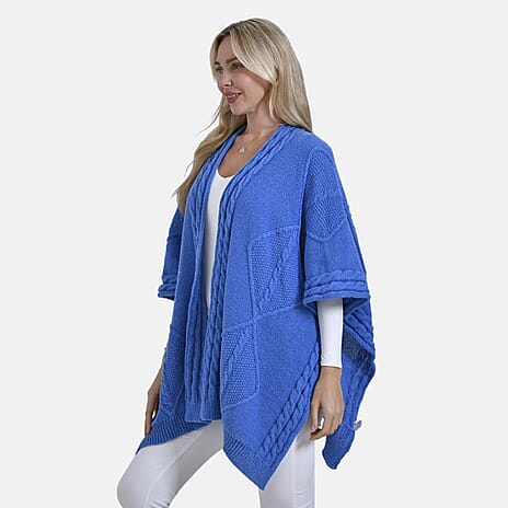 Lowest Ever - Maisi Cozy Cable Knitted Cardigan (One Size, 8 to 24) - Blue