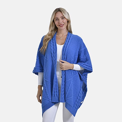 Lowest Ever - Maisi Cozy Cable Knitted Cardigan (One Size, 8 to 24) - Blue