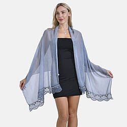 Closeout Deal New Arrival Lace Design on Edges Scarf (Size - One Size) - Blue