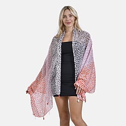 Closeout Deal - New Arrival 2-Tone Leopard Print Scarf (One Size) - Orange