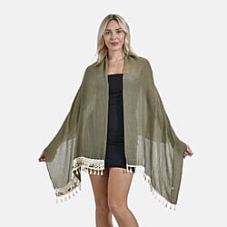 Closeout Deal - New Arrival Adorable Scarf with Small Fringes on Bottom (One Size) - Brown Rust