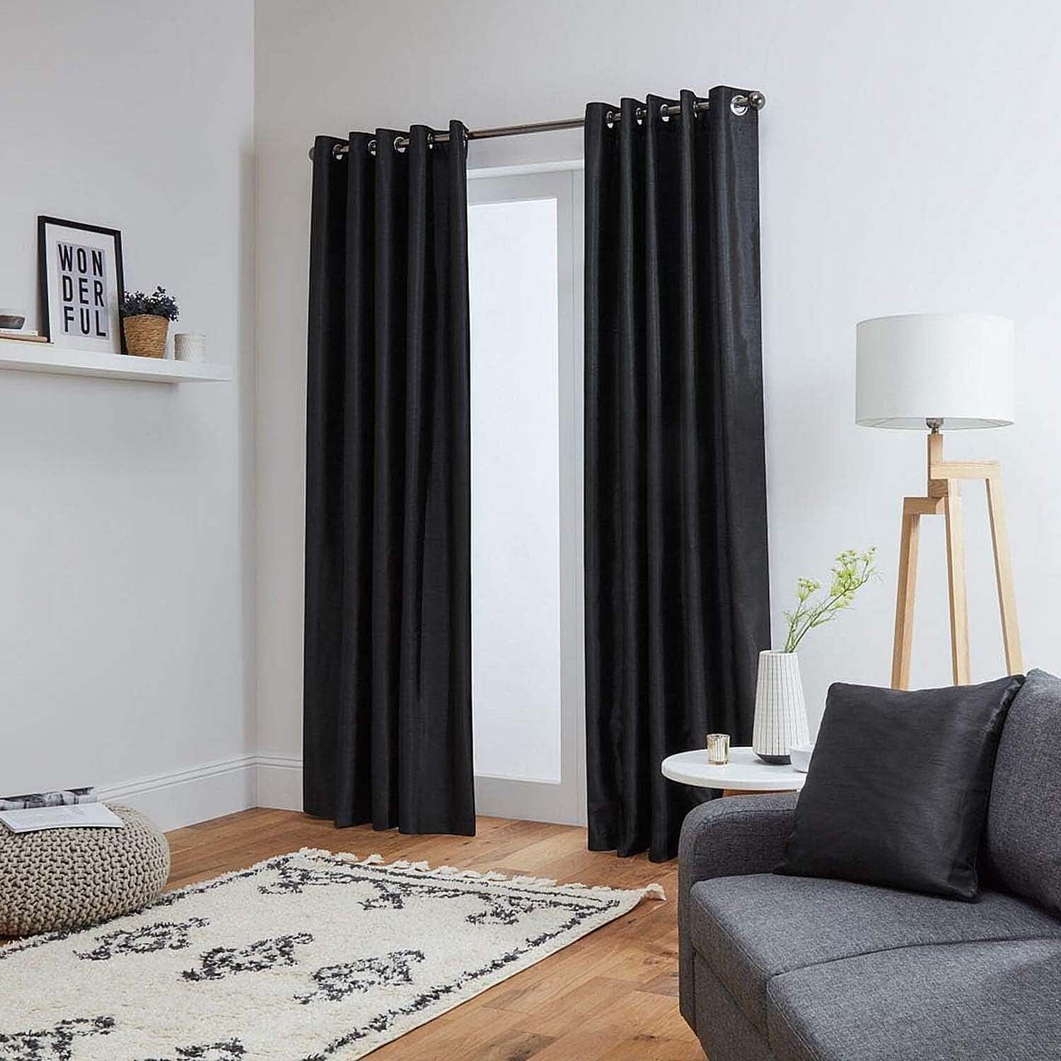 Lined Curtains (Size 90x90inchs) - Black