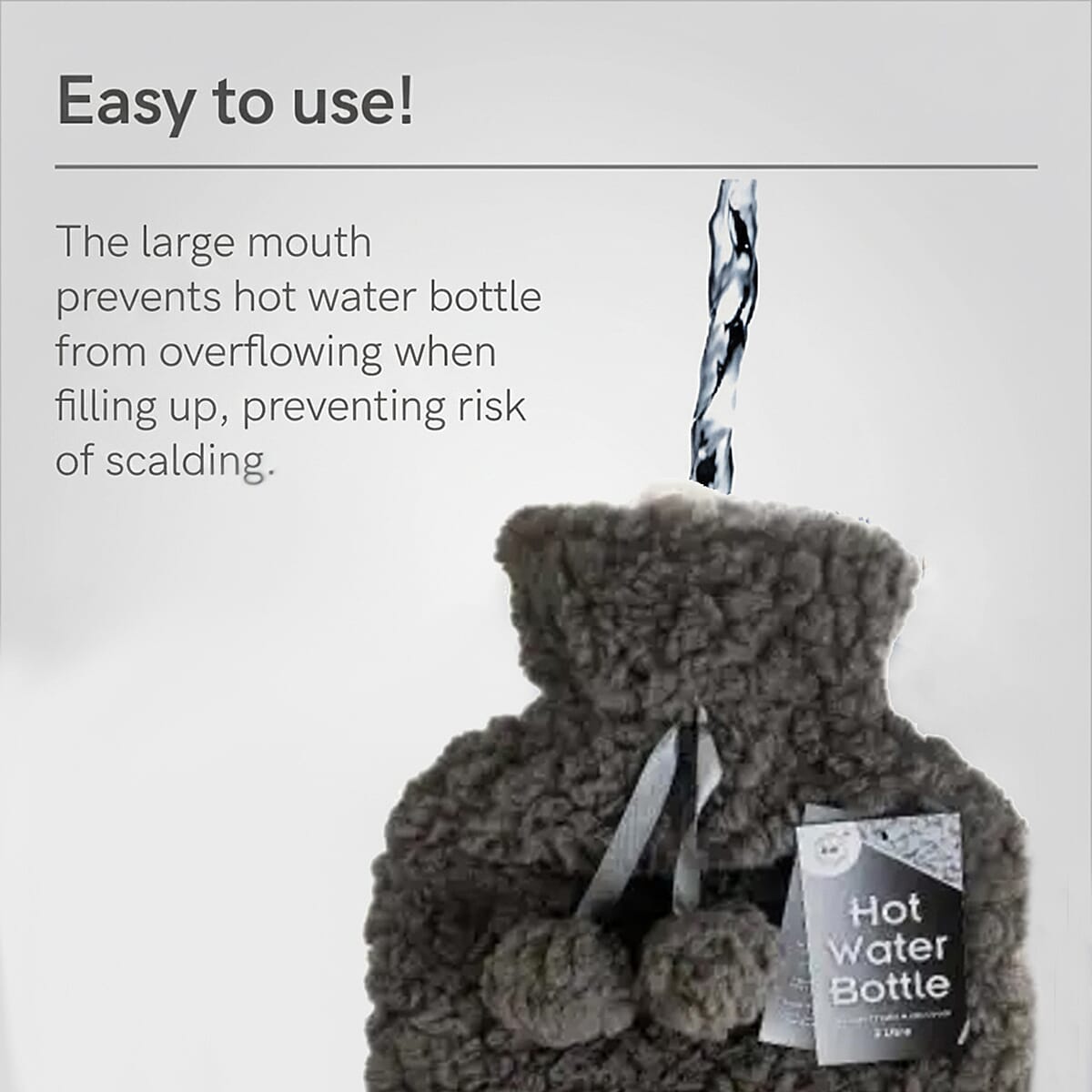 Must Have - Faux Fur 2 Litre Water Bottle with Soft Teddy Plush Cover - Brown