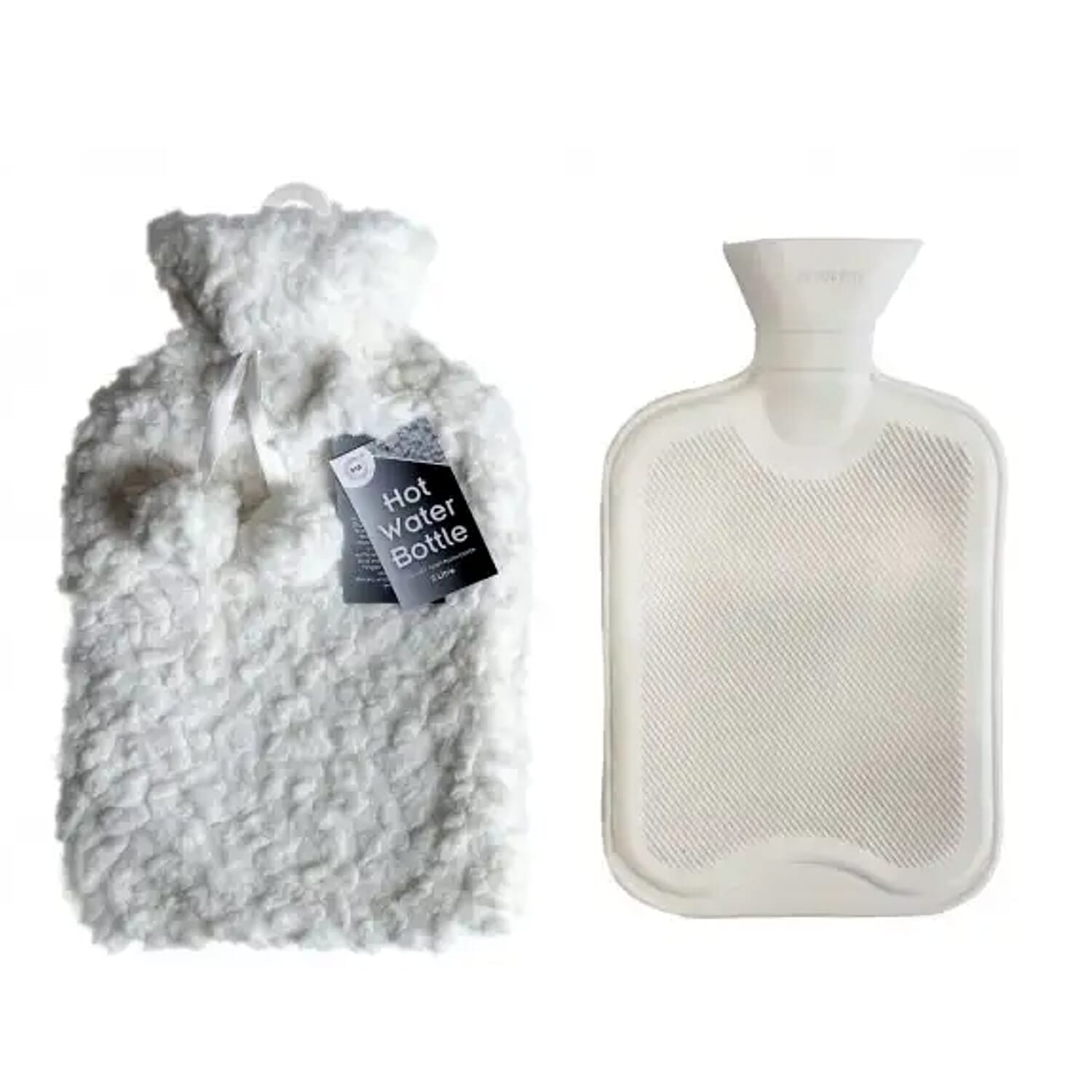 Must Have - Faux Fur 2 Liter Water Bottle with Soft Teddy Plush Cover - White