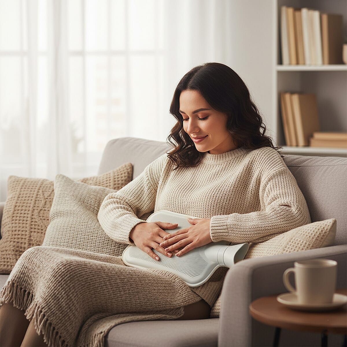 Must Have - Faux Fur 2 Litre Water Bottle with Soft Teddy Plush Cover - Cream