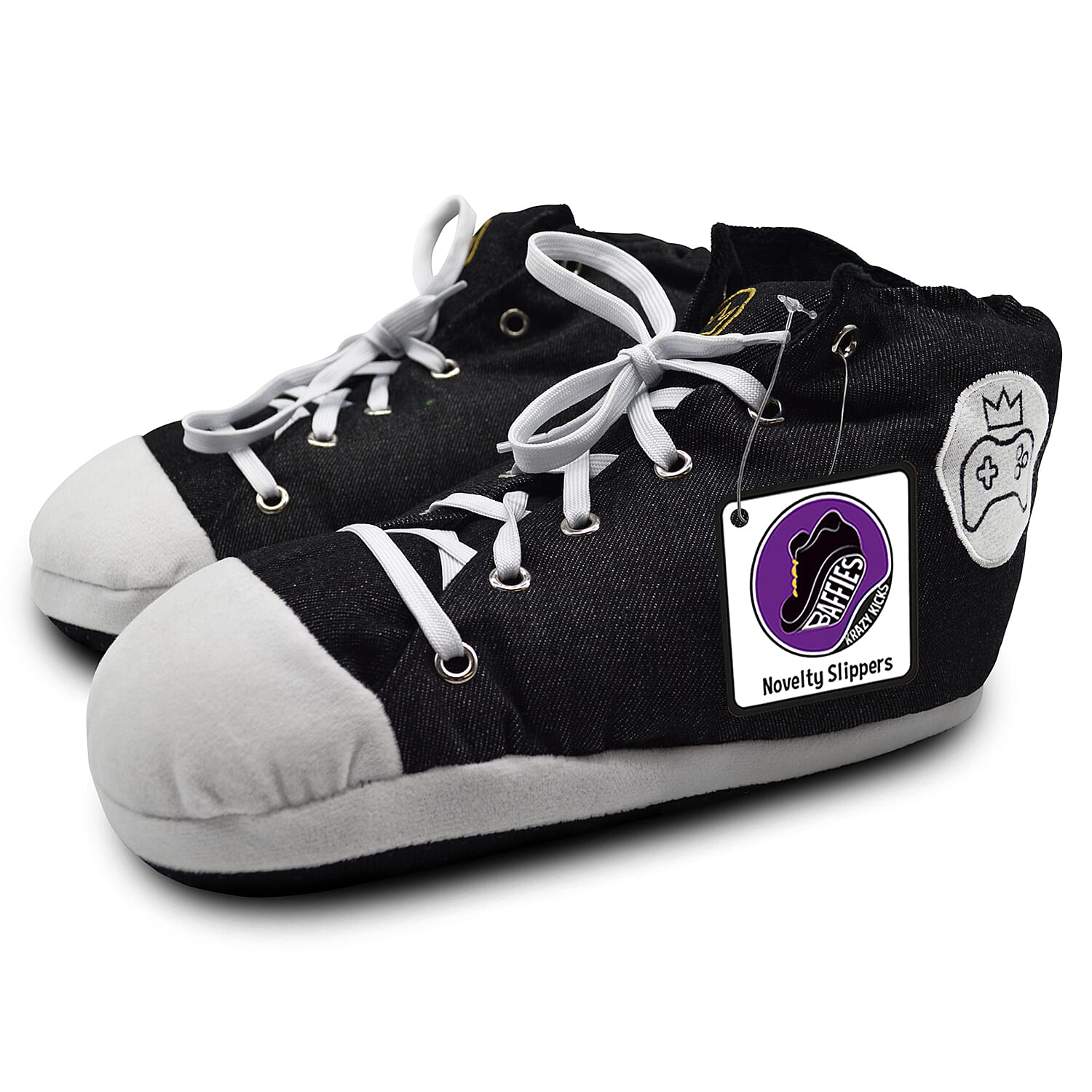 Mens Slipper (Size Large) - Black White