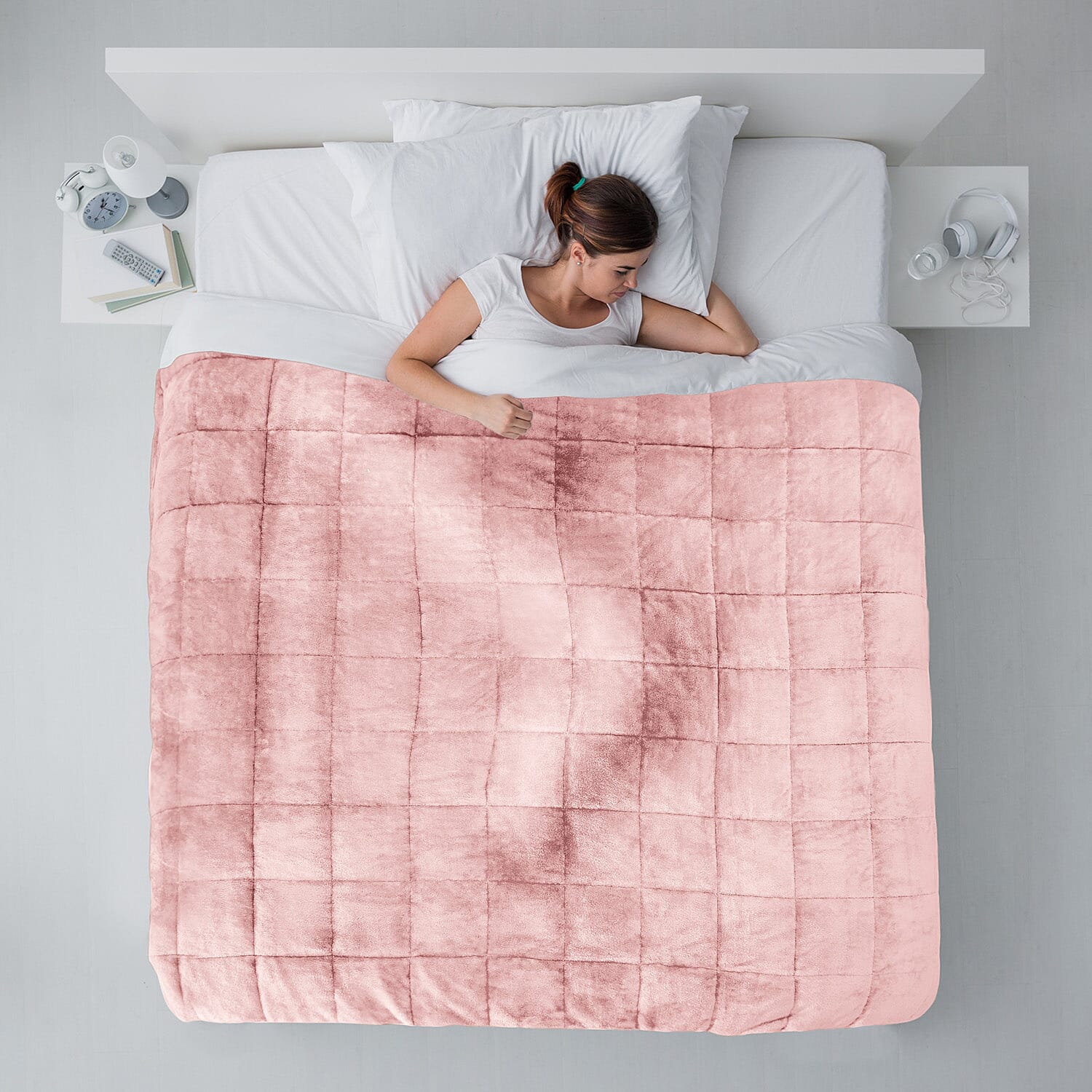 Super Soft and Fluffy Sherpa Fleece Weighted Blanket - Reassuring Weight - 6.9kg (Size 203x150cm) - Blush Pink