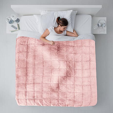 Super Soft and Fluffy Sherpa Fleece Weighted Blanket - Reassuring Weight - 6.9kg (Size 203x150cm) - Blush Pink