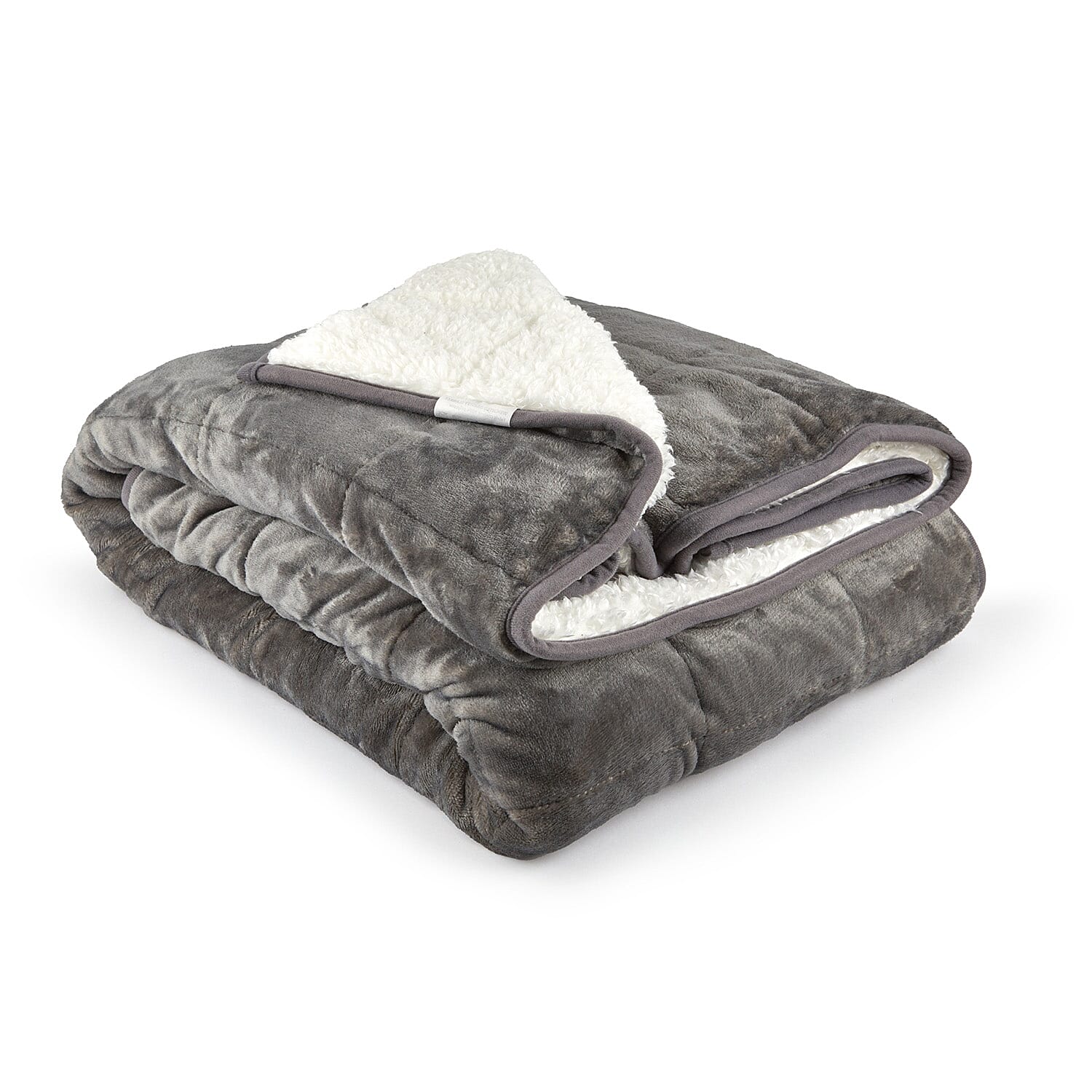 Weighted 6.9KG Fluffy Sherpa Fleece with a Soft and Smooth Plush Fleece Reverse  (Size 150x203 cm) - Grey