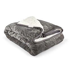 Fluffy Sherpa Fleece with a Soft and Smooth Plush Fleece Reverse - Weighted 6.9KG (Size 203x150 cm) - Taupe Cream