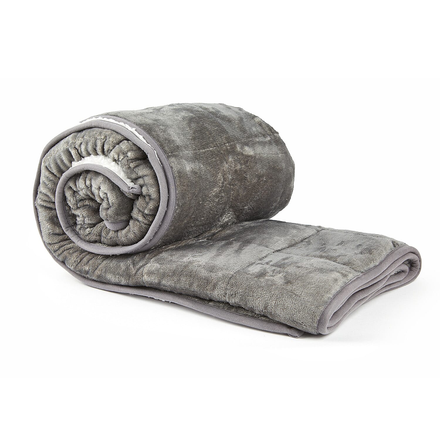 Weighted 6.9KG Fluffy Sherpa Fleece with a Soft and Smooth Plush Fleece Reverse  (Size 150x203 cm) - Grey