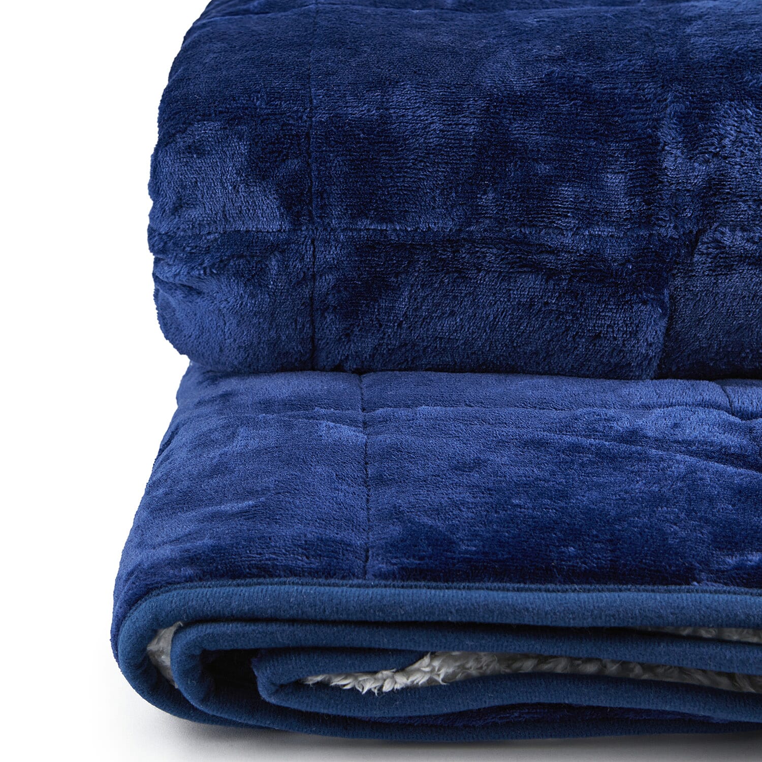 Fluffy Sherpa Fleece with a Soft and Smooth Plush Fleece Reverse - Weighted 6.9KG (Size 150x203 cm) - Navy Blue