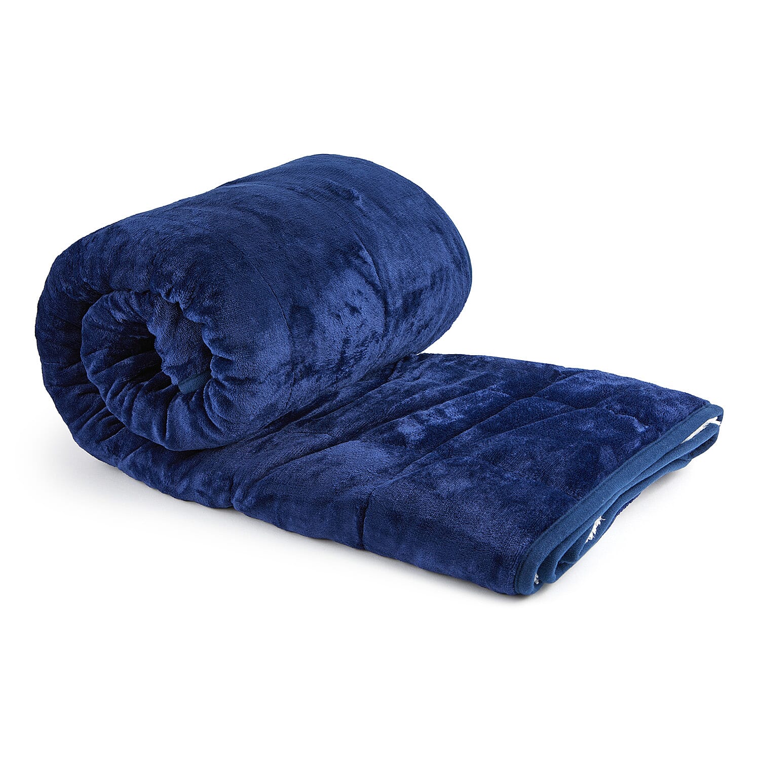 Fluffy Sherpa Fleece with a Soft and Smooth Plush Fleece Reverse - Weighted 6.9KG (Size 150x203 cm) - Navy Blue