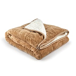 Fluffy Sherpa Fleece with a Soft and Smooth Plush Fleece Reverse - Weighted 6.9KG (Size 203x150 cm) - Taupe Cream
