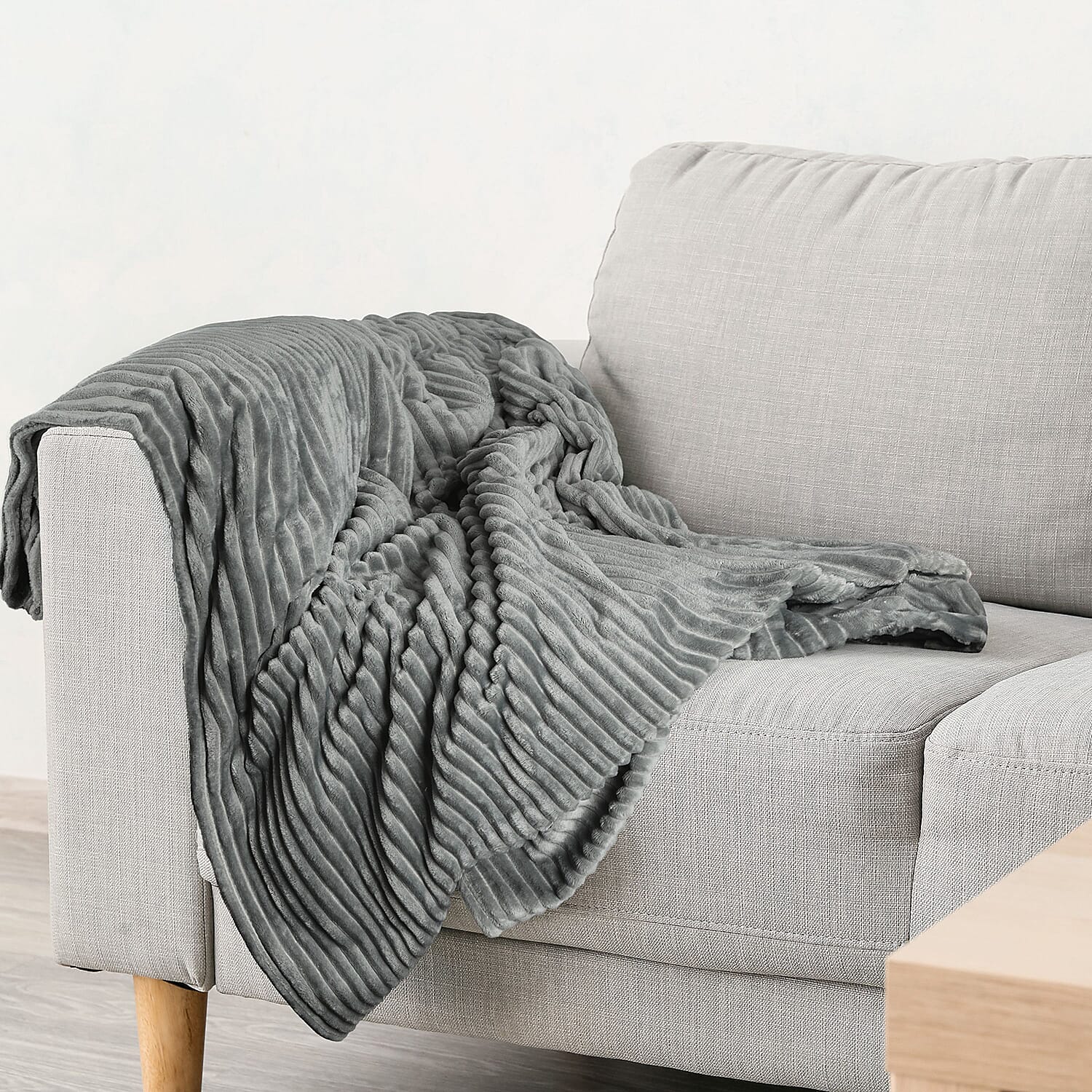 Dakota Super Soft Flannel Fleece Throw Blanket (Size 180x140) - Charcoal Grey