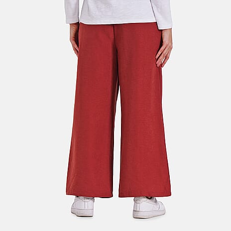 La Marey Womens Wide Leg Lounge High Waist Trouser (Size S) - Wine