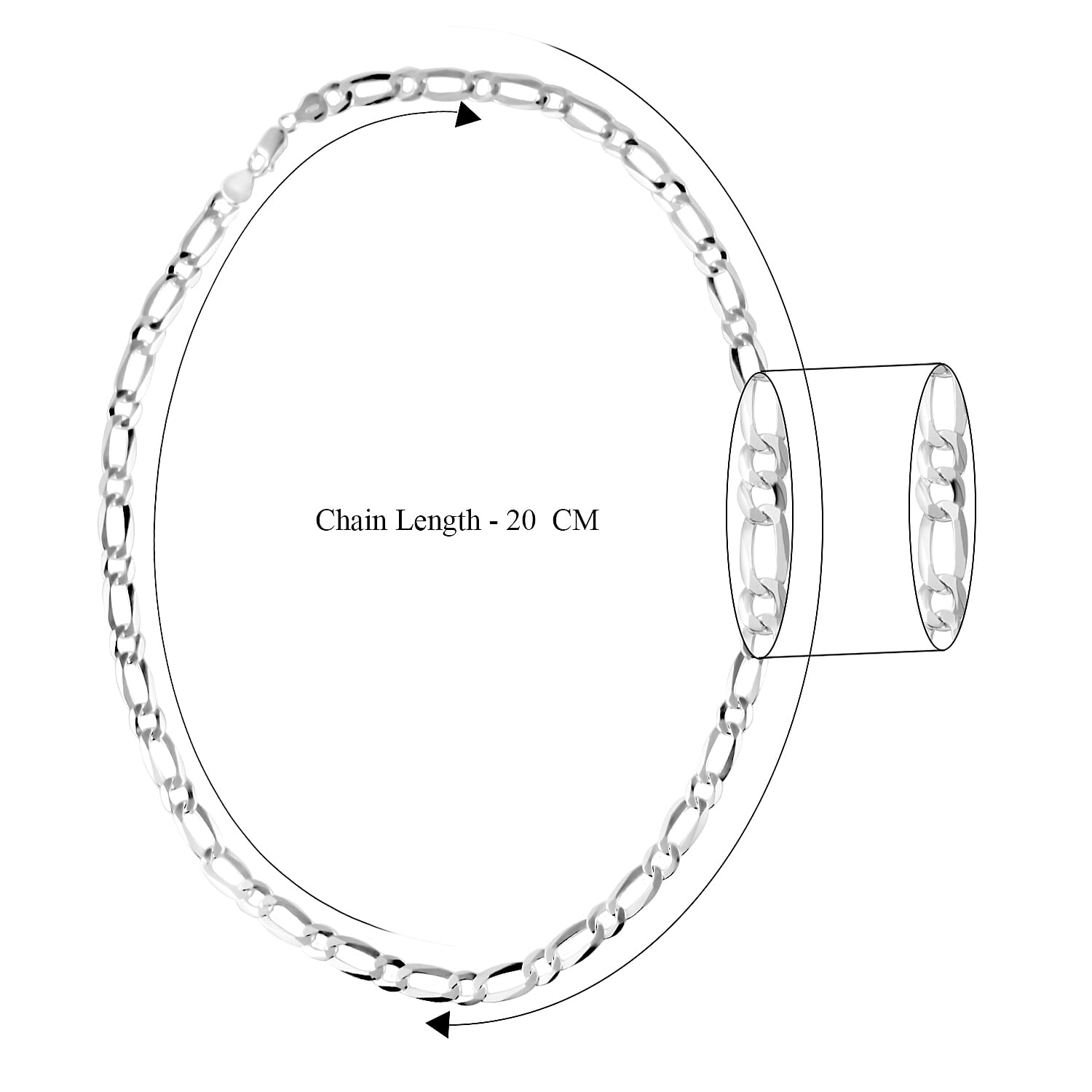 Biggest Silver Closeout - Sterling Silver Figaro Chain (Size - 22) With Lobster Clasp, Silver Wt. 26.16 Gms Biggest Silver Closeout - Sterling Silver Figaro Chain (Size - 22) With Lobster Clasp, Silver Wt. 26.16 Gms