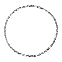 Italian Made - Rhodium Overlay Sterling Silver Rope Necklace (Size - 18) With Lobster Clasp, Silver Wt. 27.17 Gms