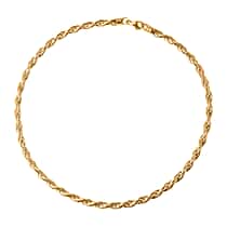 Italian Made - Yellow Gold Plated Sterling Silver Rope Necklace (Size - 18) With Lobster Clasp, Silver Wt. 27.25 Gms