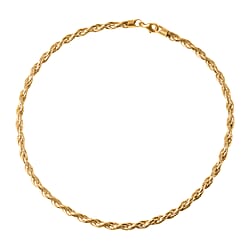 Italian Made - Yellow Gold Plated Sterling Silver Rope Necklace (Size - 18) With Lobster Clasp, Silver Wt. 27.25 Gms