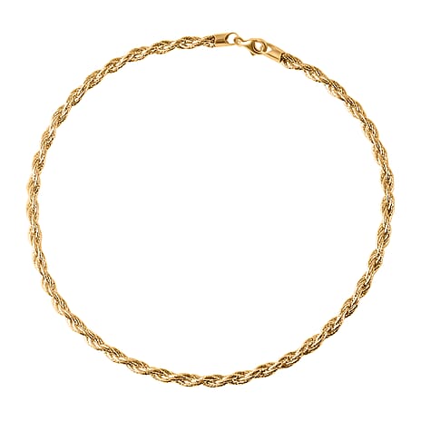 Italian Made - Yellow Gold Plated Sterling Silver Rope Necklace (Size - 18) With Lobster Clasp, Silver Wt. 27.25 Gms