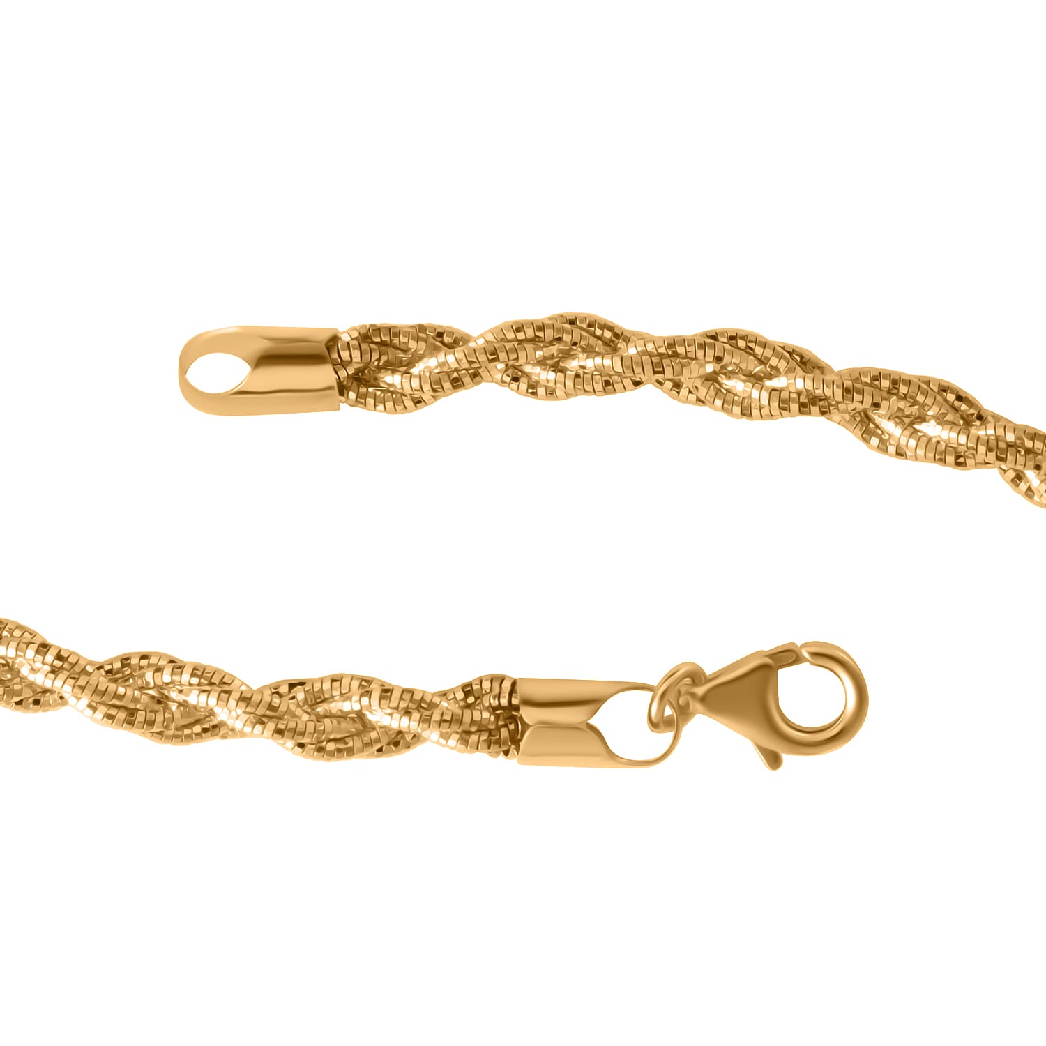 Italian Made - Yellow Gold Plated Sterling Silver Rope Necklace (Size - 18) With Lobster Clasp, Silver Wt. 27.25 Gms