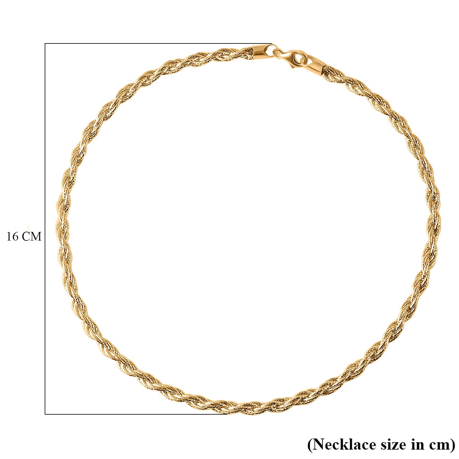 Italian Made - Yellow Gold Plated Sterling Silver Rope Necklace (Size - 18) With Lobster Clasp, Silver Wt. 27.25 Gms