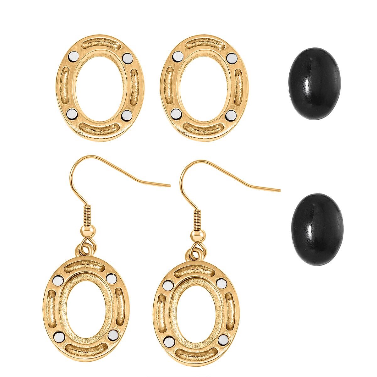 Set of 7 Stones - Lapis Lazuli & Interchangeable Multi Gemstones Magnet Earring with Hook in Yellow Tone 56.00 Ct Set of 7 Stones - Lapis Lazuli & Interchangeable Multi Gemstones Magnet Earring with Hook in Yellow Tone 56.00 Ct