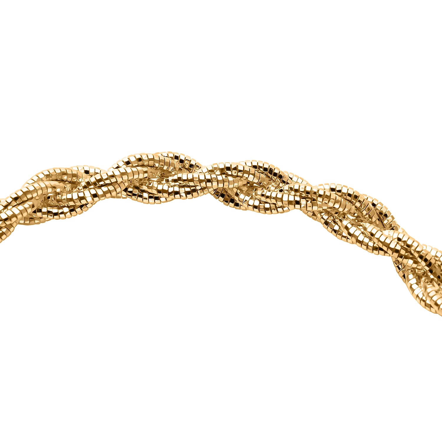 Italian Made - Yellow Gold Plated Sterling Silver Rope Bracelet (Size - 7.5) With Lobster Clasp, Silver Wt. 11.76 Gms