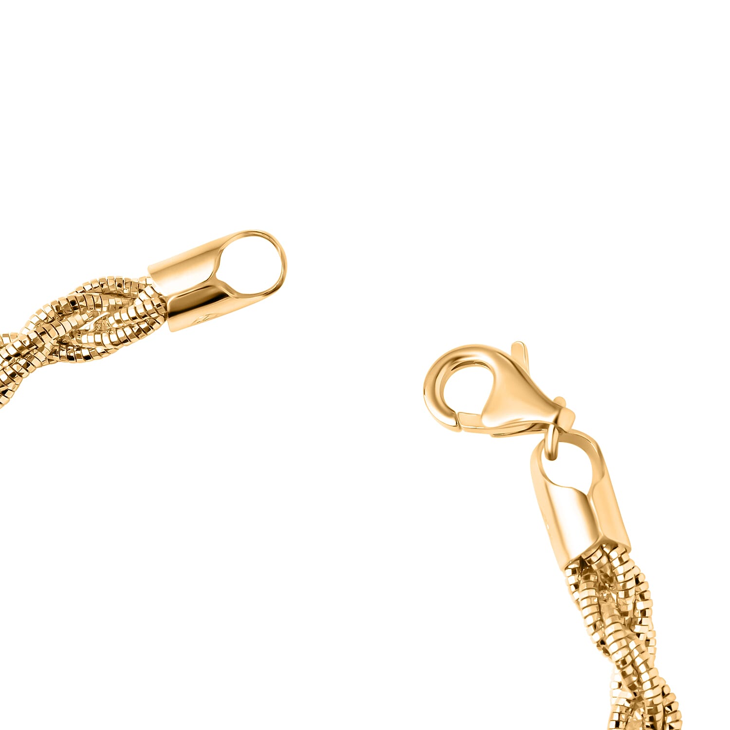 Italian Made - Yellow Gold Plated Sterling Silver Rope Bracelet (Size - 7.5) With Lobster Clasp, Silver Wt. 11.76 Gms