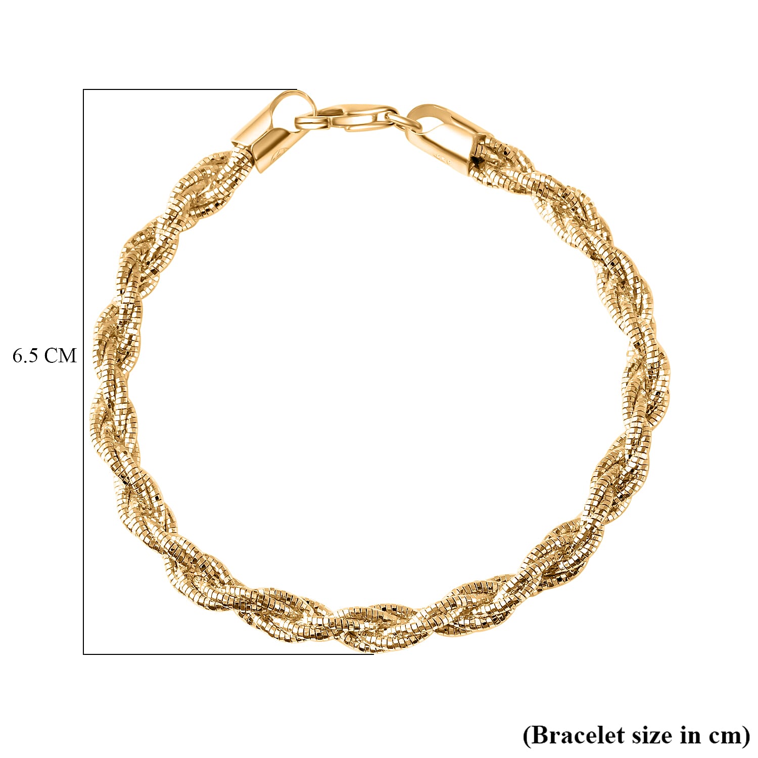 Italian Made - Yellow Gold Plated Sterling Silver Rope Bracelet (Size - 7.5) With Lobster Clasp, Silver Wt. 11.76 Gms