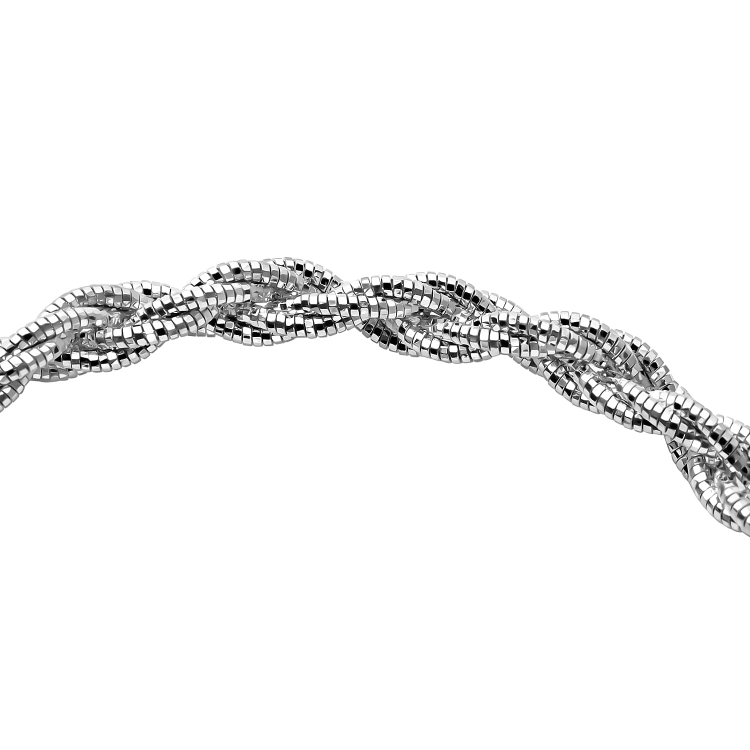 Italian Made - Rhodium Overlay Sterling Silver Rope Bracelet (Size - 7.5) With Lobster Clasp, Silver Wt. 11.77 Gms